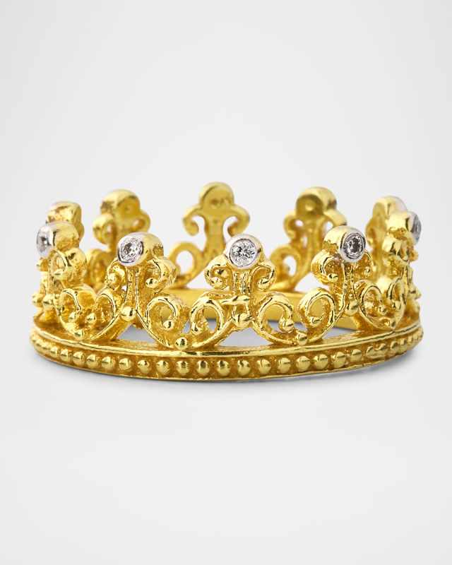 18K Yellow Gold Diamond Crown Ring